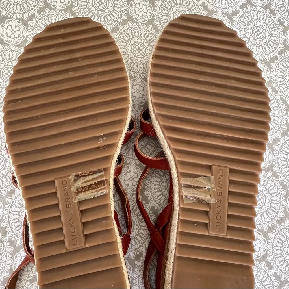 Lucky Brand Nemelli strappy gladiator wedge sandals espadrille leather
